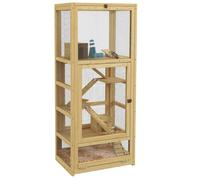 Cage Pour Rongeurs Petits Animaux En Bois 5 Niveaux - Échelle, Niche, Balançoire, Plateau Amovible, Abreuvoir