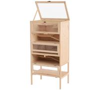 Cage Pour Hamsters Souris Petits Rongeurs Multi-Niveaux 5 Étages 10 Plateformes Bois De Pin 60 X 40 X 120 Cm