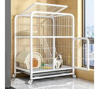 Cage pour lapin d'intérieur avec haut, clapier à deux étages avec roues, cage pour cochon d'Inde avec 1 bac profond anti-fuite (taille : 75 x 55 x 70 cm, couleur : blanc)