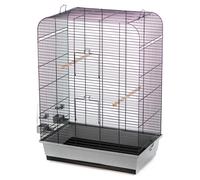 Cage Pour Oiseau Duvo+ Nina Gris/Noir 54x34x75cm Avec Bol De Nourriture Et D'Eau