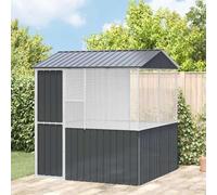 Cage pour Oiseaux Anthracite 215 x 209 x 230 cm en Acier Galvanisé, Enclos Rectangulaire Extérieur pour Jardin ou Terrasse, Design Moderne et Robuste