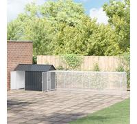 Cage pour oiseaux avec stockage Anthracite Acier galvanisé d'extérieur vidaXL vi