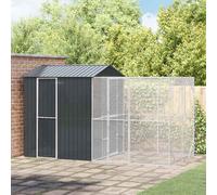 vidaXL Cage pour oiseaux avec stockage Anthracite Acier galvanisé d'extérieur