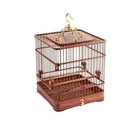 Cage pour Oiseaux. Bird Cages Wooden Birdcages Vintage Square Bird Cage Simple Bird Carriers Portable Bird House Carrier Home(Red Brown Medium)