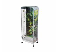 Cage pour Oiseaux Grande Volière Volière Habitat Parois Pet Transparentes pour Observation Claire Structure en Métal Solide avec Roues Silencieuses, Blanc, Size to 5
