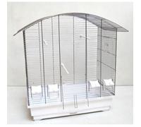 Cage pour Oiseaux - Non spécifié - Perruche Ondulée - 2 Portes - 3 Perchoirs - Chrome-Blanc