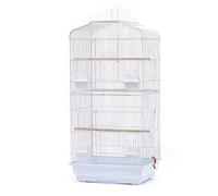 Cage pour Oiseaux Volière de Perroquet Canaries Perruche Canaris 4 mangeoires, 3 perchoirs, 46 * 36 * 92cm Blanc