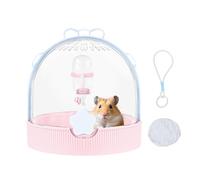 Cage pour petit hamster - 18 x 18 cm - Sac de transport portable pour un transport sûr, dessus transparent avec bouteille d'eau, habitat ventilé pour hérisson, gerbille, souris, lapin, emballage léger