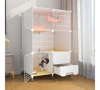 Cage pour Petits Animaux à roulettes Cage, Parc pour Chat, Cage à Chat avec Bac à Litière pour Chat Cage pour Furets/écureuils/Chinchillas/Rat Domestique(28.3x18.5x43.7in/72x47x111cm)