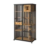 Cage pour Petits Animaux Cage for Chat Villa en Verre Super Grand Espace litière for Chat Armoire à Trois étages ménage intérieur (B) Cage pour Chat