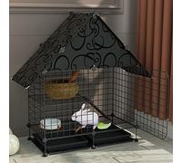 Cage pour Petits Animaux, Cage for Petits Animaux - Cage for Lapins, Cages for cochons d'Inde, Cage for Lapins avec Plateaux coulissants Amovibles, Toit étanche, Accessoires à 2 Niveaux(Black)