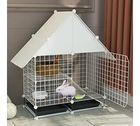Cage pour Petits Animaux, Cage for Petits Animaux - Cage for Lapins, Cages for cochons d'Inde, Cage for Lapins avec Plateaux coulissants Amovibles, Toit étanche, Accessoires à 2 Niveaux(White)