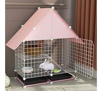 Cage pour Petits Animaux, Cage for Petits Animaux - Cage for Lapins, Cages for cochons d'Inde, Cage for Lapins avec Plateaux coulissants Amovibles, Toit étanche, Accessoires à 2 Niveaux(Pink)