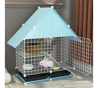 Cage pour Petits Animaux, Cage for Petits Animaux - Cage for Lapins, Cages for cochons d'Inde, Cage for Lapins avec Plateaux coulissants Amovibles, Toit étanche, Accessoires à 2 Niveaux(Blue)