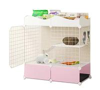 Cage pour petits animaux, clapier intérieur à deux étages pour lapins et cochons d'Inde, enclos clôturé avec plateau amovible