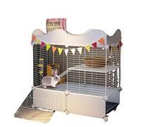 Cage pour petits animaux, clapier intérieur à deux étages pour lapins et cochons d'Inde, enclos clôturé avec plateau amovible