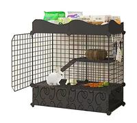 Cage pour petits animaux, clapier intérieur à deux étages pour lapins et cochons d'Inde, enclos clôturé avec plateau amovible