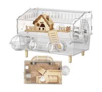 Cage pour petits animaux - Double couche en acrylique transparent pour hamster, espace de reproduction et d'observation | Intérieur et extérieur parfaits, design amovible et ventilé, accessoires pour