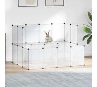 Cage pour petits animaux en polypropylène et acier avec deuxième niveau et 2 échelles, 143 x 107 x 93 cm, panneaux en plastique imperméables, cadre en acier robuste, montage facile avec marteau en