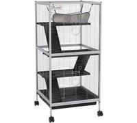 Cage Pour Petits Animaux Portable Avec 2 Portes Hamac Métal Pp 52 X 52 X 113,5 Cm Blanc