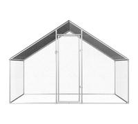 Cage pour poules d'extérieur 2,75 x 2 x 1,92 m en acier galvanisé avec toit | Enclos pour animaux, cadre argenté, maille 41 x 25 mm, fermeture sûre, usage extérieur