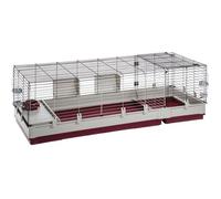 Ferplast Cage pour lapins KROLIK 160, cochons d'inde, clapier, kit de montage, extension séparable grâce aux grilles métalliques. Accessoires inclus, 162 x 60 x h 50 cm Bordeaux Multicolore, Multicolore