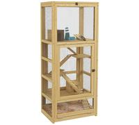 Cage pour rongeurs petits animaux en bois 5 niveaux - échelle, niche, balançoire, plateau amovible, abreuvoir