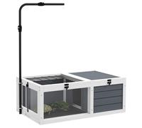 Cage pour tortue - PawHut - 2 espaces - support de lampe réglable - 2 plateaux coulissants - 81 x 48 x 31,5 cm - bois massif - gris