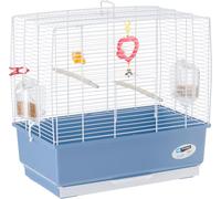 Cage Rectangulaire Pour Oiseaux Exotiques Et Canaris Rekord 3,Livrée Avec Accessoires Et Mangeoire Tournante,Métal Robuste Vernis Blanche Et Bac En Plastique Bleu,49 X 30 X H 48,5 Cm