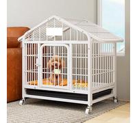 Cage robuste à roulettes avec verrous et plateau amovible pour chiens de taille moyenne et grande - Cage pour chien d'intérieur et d'extérieur