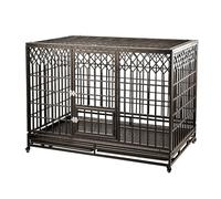 Cage robuste et résistante à la mastication avec plateau amovible multi-usages, niche d'intérieur rustique pour chiens de petite, moyenne et grande taille