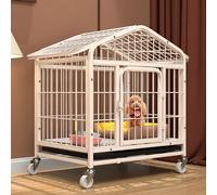 Cage robuste pour chien avec tube carré épais, niche à roulettes, plateau amovible pour chiens de taille moyenne à grande