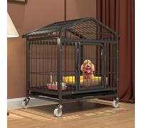 Cage robuste pour chien avec tube carré épais pour plus de résistance, niche à roulettes et plateau amovible, idéale pour les chiens de taille moyenne à grande