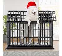 Cage robuste pour chien de grande et très grande taille, 132,1 cm, cage pour chien d'intérieur avec roues verrouillables, cage indestructible avec plateaux amovibles, caisse pour chien à forte anxiété