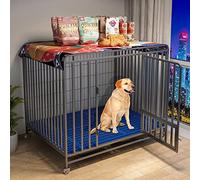 Cage robuste pour chien - Niche en métal extra large avec porte verrouillable, roulettes, plateau amovible et dessus ouvrable pour grands animaux de compagnie (95 cm x 65 cm x 85 cm)