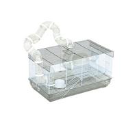 Pawhut Cage hamster/rongeur – tunnel, poignée, accessoires – plastique acier, gris/blanc, 58x32x31 cm