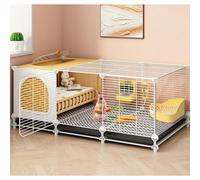Cage spacieuse en métal pour lapins, furets, chinchillas, chats, cochons d'Inde et hamsters - Habitat durable et sécurisé pour petits animaux