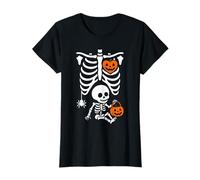Cage Squelette de Citrouille pour Femme Enceinte Halloween Grossesse T-Shirt