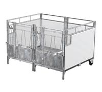 Kerbl Double boîte à veau, 200 x 227 x 143 cm, extérieur, 163 x 207 x 118,5 cm, en métal galvanisé, PVC, fibre de verre, veaux