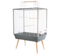 Zolux – Cage surélevée Néo Jili pour oiseaux – L 78 x P 47,5 x H 112 cm – Gris
