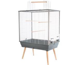 Cage surélevée Néo Jili pour oiseaux - ZOLUX - L 78 x P 47,5 x H 112 cm - Gris