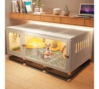 Cage transparente moulée par injection pour lapin, clapier, anti-pulvérisation, avec plateaux coulissants, ventilation (105 x 45 x 45 cm)