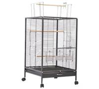 Cage Volière pour Oiseaux Cage À Oiseaux en Fer Forgé avec Support Et Plateau Inférieur, Grande Cage À Perroquets avec roulettes pour Calopsitte Cage pour Oiseaux