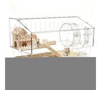 Cage XXL pour hamster doré, 2 étages en acrylique, avec kit d'accessoires de 11 pièces, grande cage adaptée à l'espèce pour hamsters nains et petits animaux, transparente, aérée et facile à nettoyer