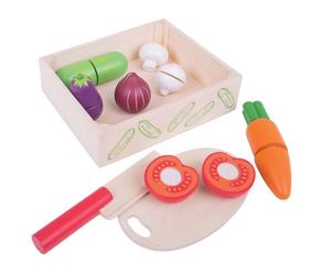 Cageot pour légumes à découper - Jouet éducatif - Bois - Blanc et multicolore - 3 ans et plus - 4 pièces