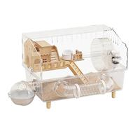 Cages à hamsters - Cage à hamsters en acrylique, étui à accessoires synthétiques de haute qualité, repos d'activité pour gerbilles pour petits animaux | Sleeping Play Maison transparente à 2 niveaux p