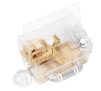 Cages À Hamsters | Visibilité du Comportement Naturel À 2 Niveaux, Habitat Clair avec Roue d'exercice en Cours D'exécution, Bouteille d'eau, Salle De Bain, Cage À Gerbilles | Solution De Nettoyage