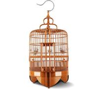 Cages à Oiseaux Cage à Oiseaux Ronde en Bambou Faite la Main, Style Chinois, avec Crochets for Suspendre Un Oiseau étourneau, Design rétro Confortable(Grand)
