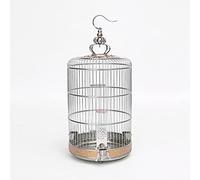 Cages à Oiseaux en Acier Inoxydable, Cage Ronde métal, Grande Maison, Porte-Oiseaux créatifs et rétro(Silver 45cm/17.7in)