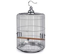 Cages à Oiseaux en Acier Inoxydable en Argent Massif, Cages à Oiseaux de Voyage en Plein air avec Barre de Support, Cages à perroquets, Pigeons, Perles, Oiseaux, grives (Argent 44 cm)